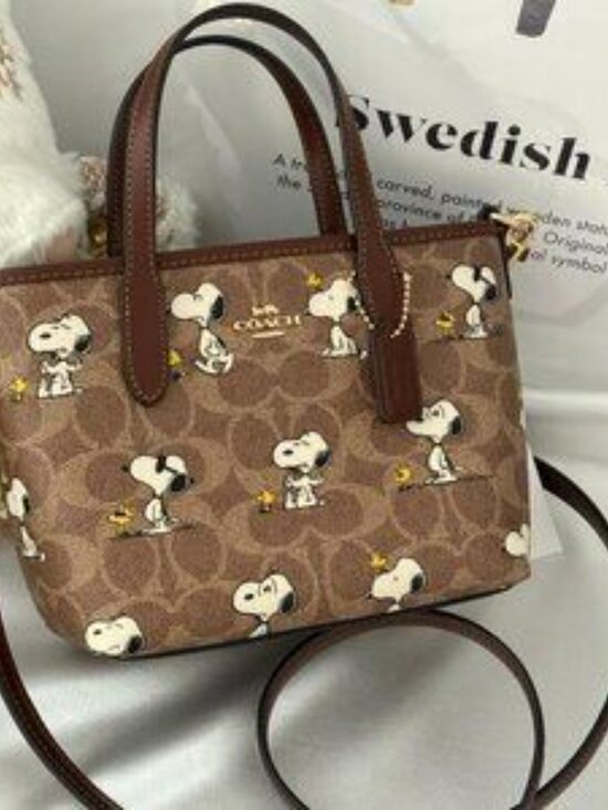 NWT Coach X Peanuts City Mini Tote Bag In Signature Canvas with snoopy‎ print main image 4